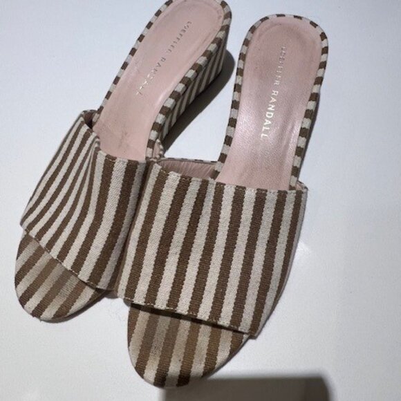 Loeffler Randall Tilly Striped Wedge Sandals - Size 7.5 - Picture 2 of 6